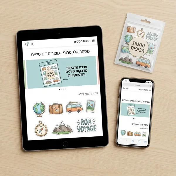 חבילת סטיקרים לטיולים ונסיעות